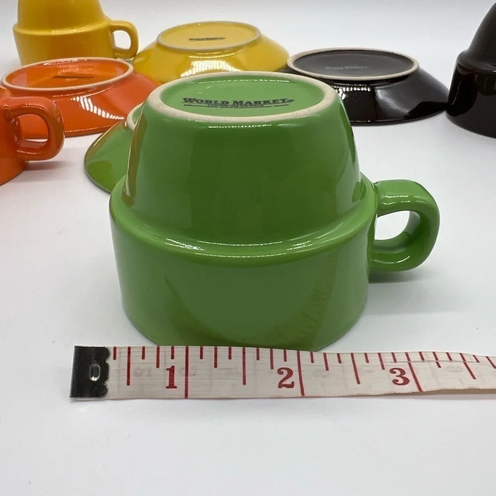 PIER 1 SET OF 4 COLORFUL MINIATURE EXPRESSO FLOWER POT STYLE MUGS